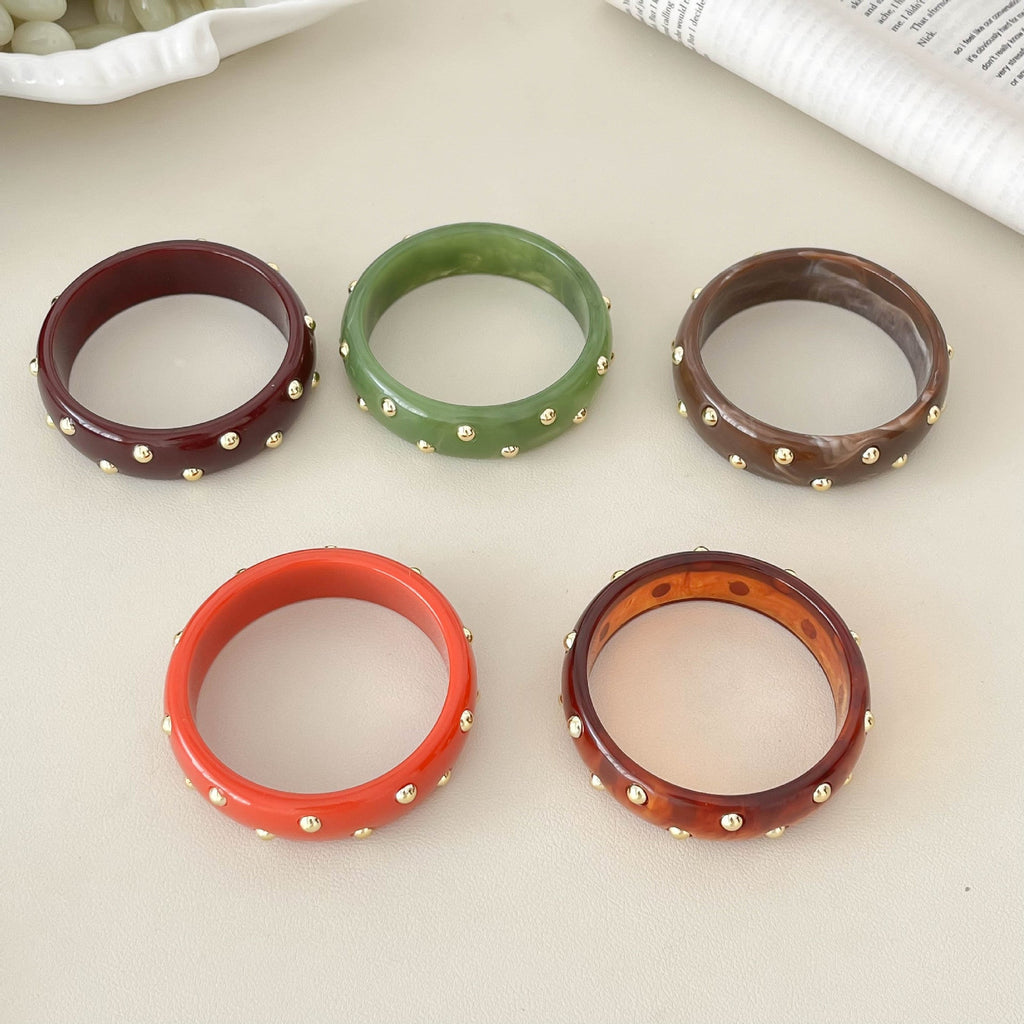Wide Rivet Punk Bangle — bracelet, view 3