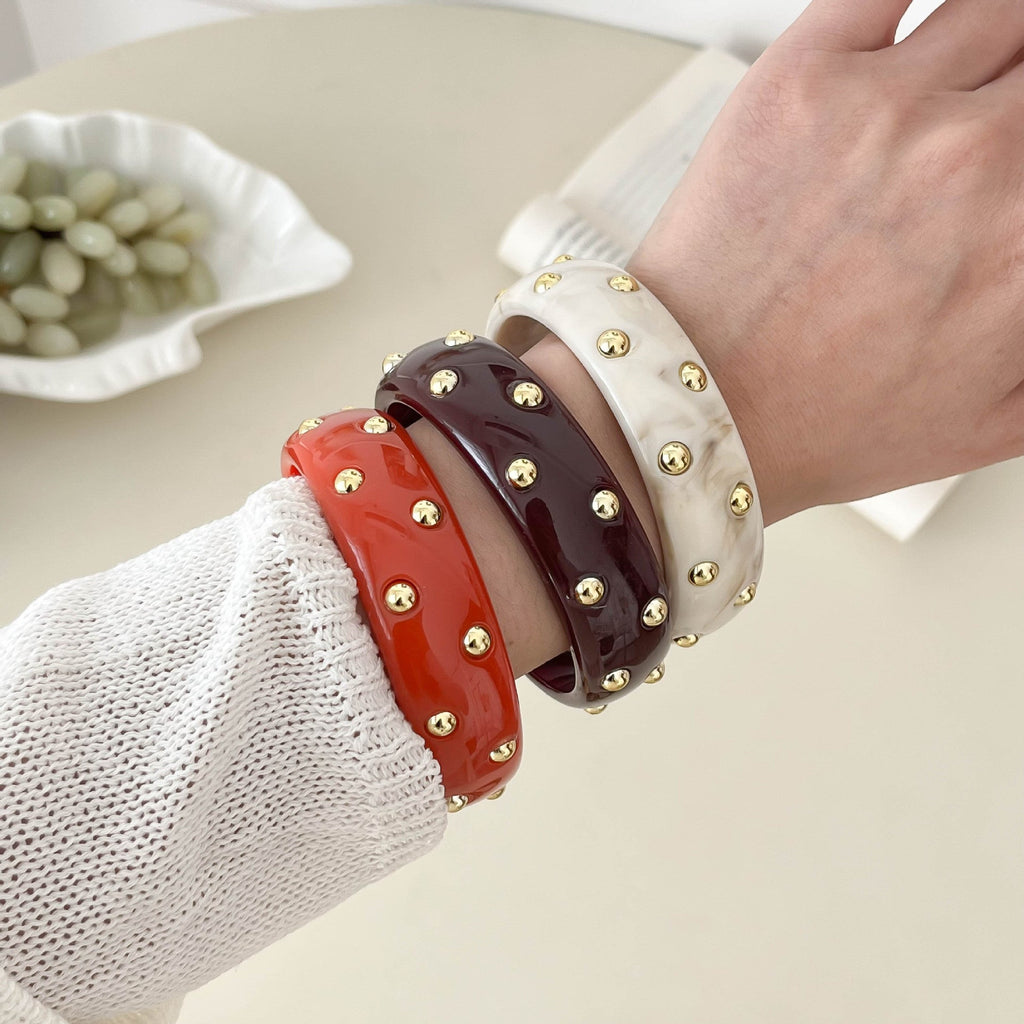 Wide Rivet Punk Bangle — bracelet, view 4