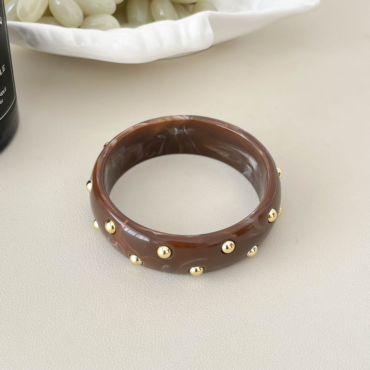 Wide Rivet Punk Bangle — bracelet, view 5