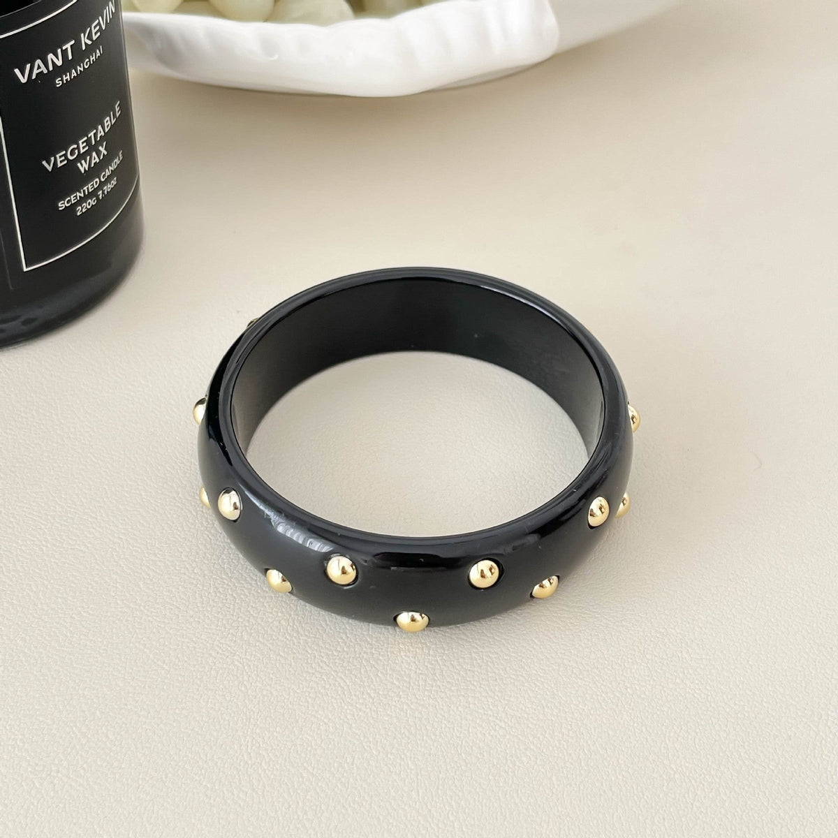 Wide Rivet Punk Bangle — bracelet, view 7