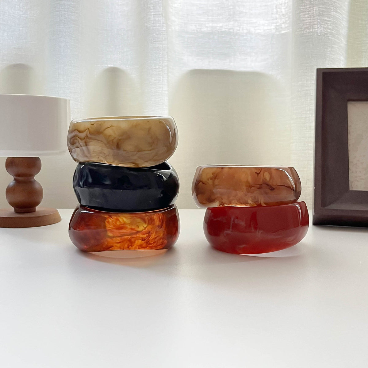 Marbled Irregular Resin Bangle — bracelet, view 2