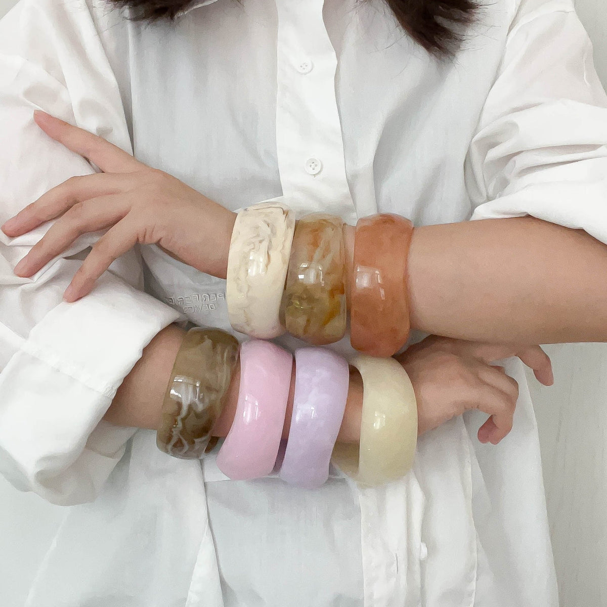 Marbled Irregular Resin Bangle — bracelet, view 3