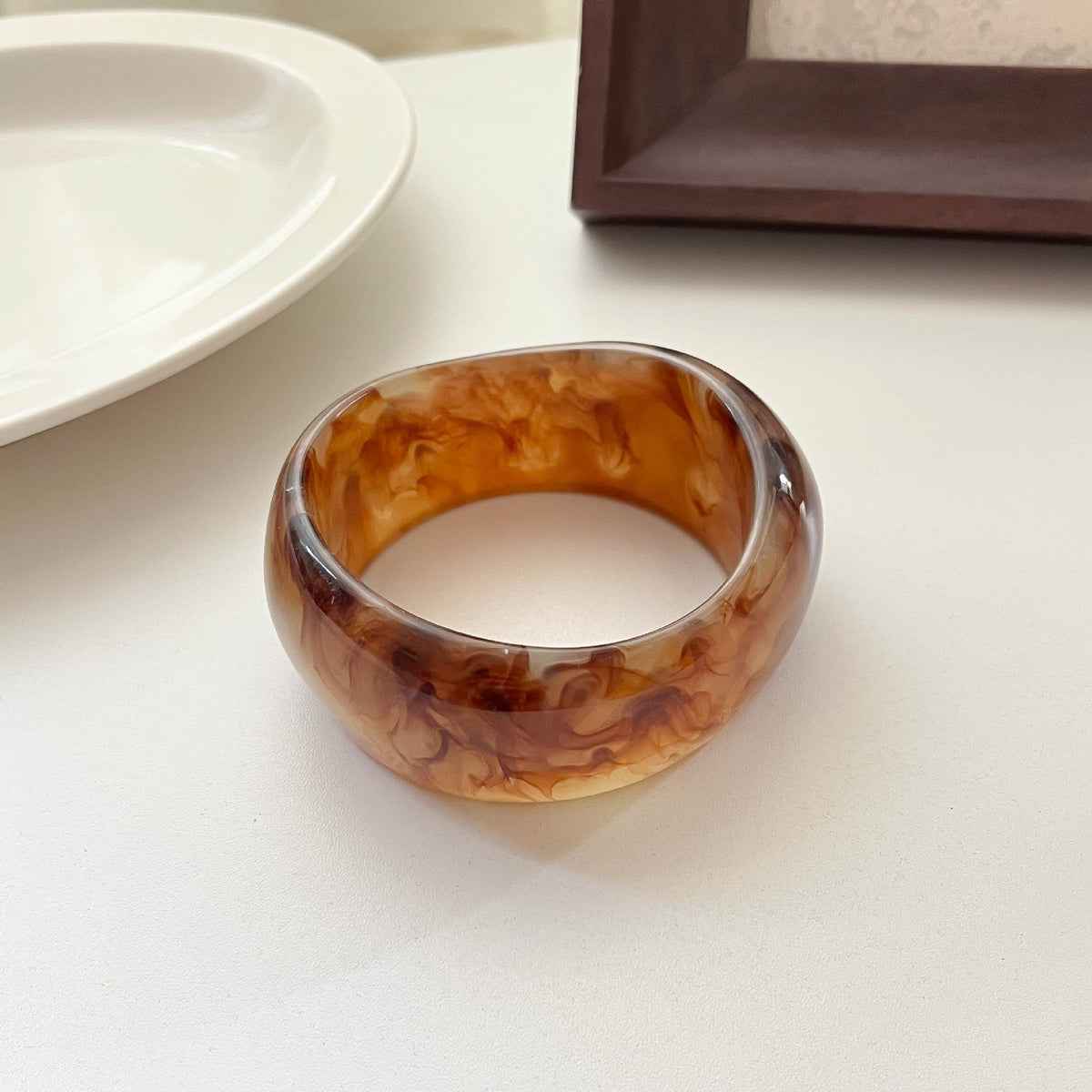 Marbled Irregular Resin Bangle — bracelet, view 5
