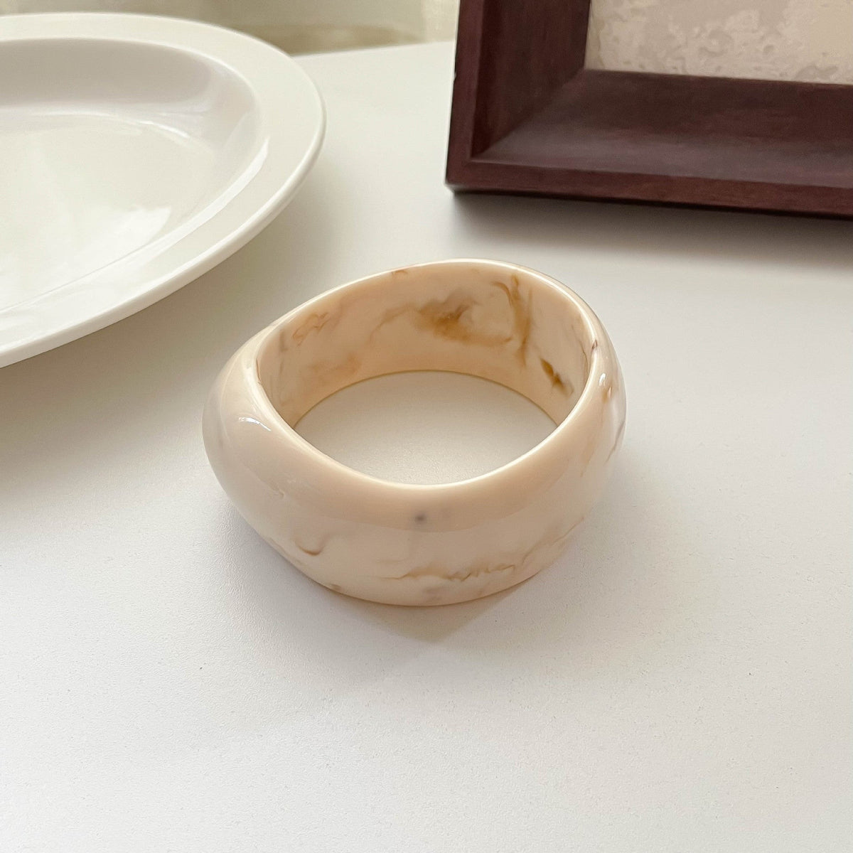 Marbled Irregular Resin Bangle — bracelet, view 9