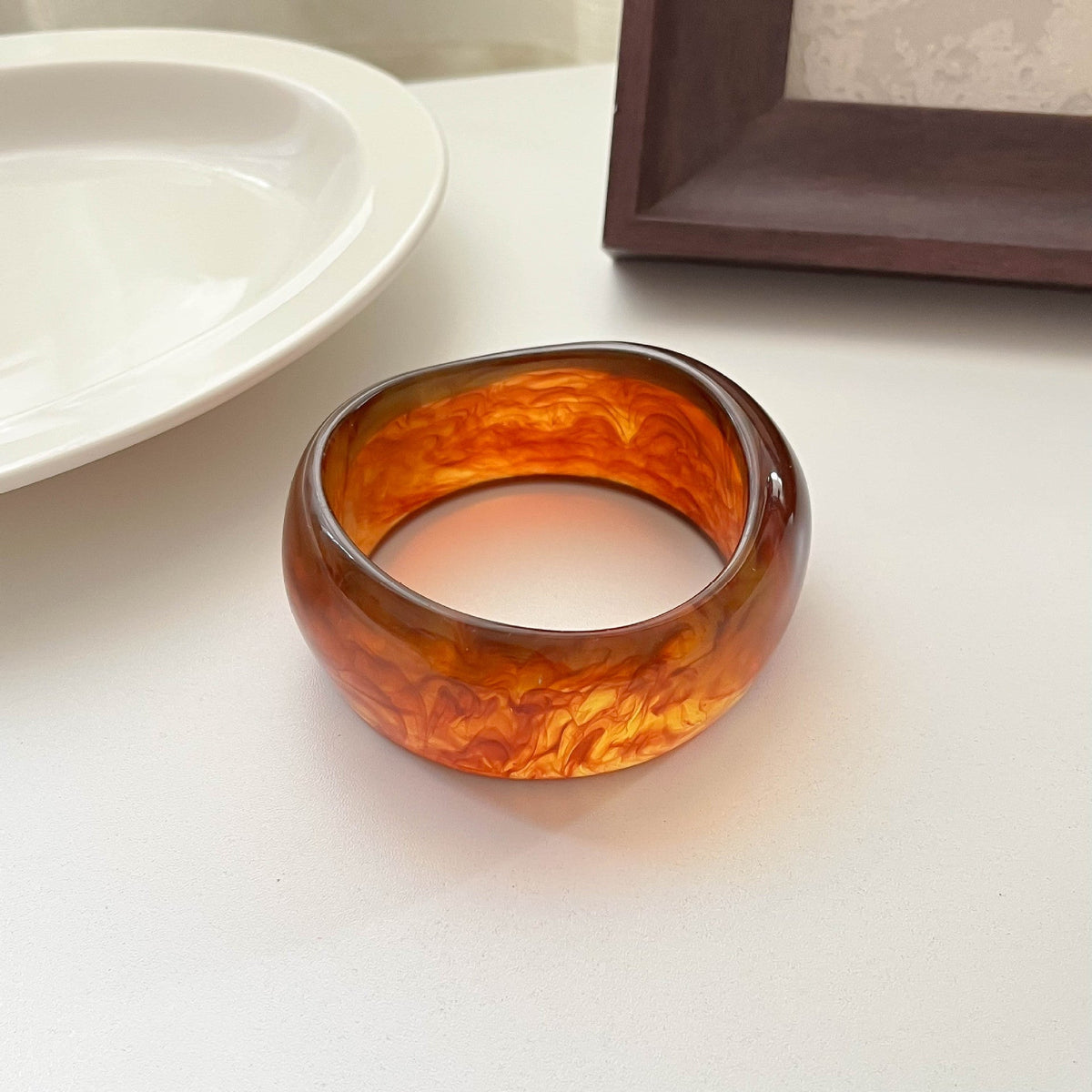 Marbled Irregular Resin Bangle — bracelet, view 13