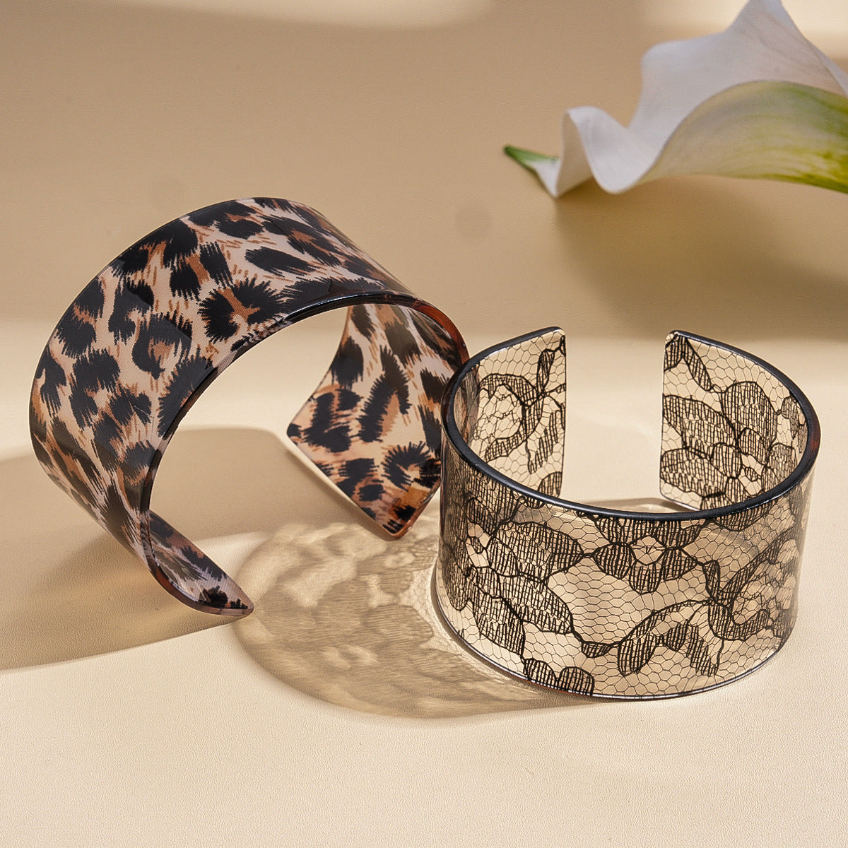 Fine Leopard Print Wide Open Cuff — bracelet, view 2