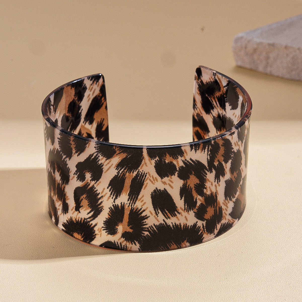 Fine Leopard Print Wide Open Cuff — bracelet, view 4