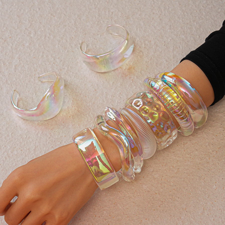 Iridescent Irregular Acrylic Bangle — bracelet, view 4