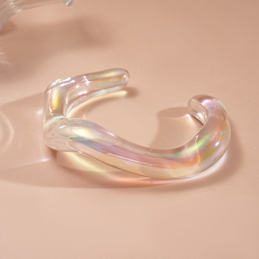 Iridescent Irregular Acrylic Bangle — bracelet, view 5