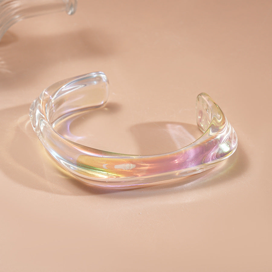 Iridescent Irregular Acrylic Bangle — bracelet, view 7