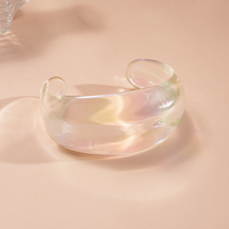 Iridescent Irregular Acrylic Bangle — bracelet, view 8