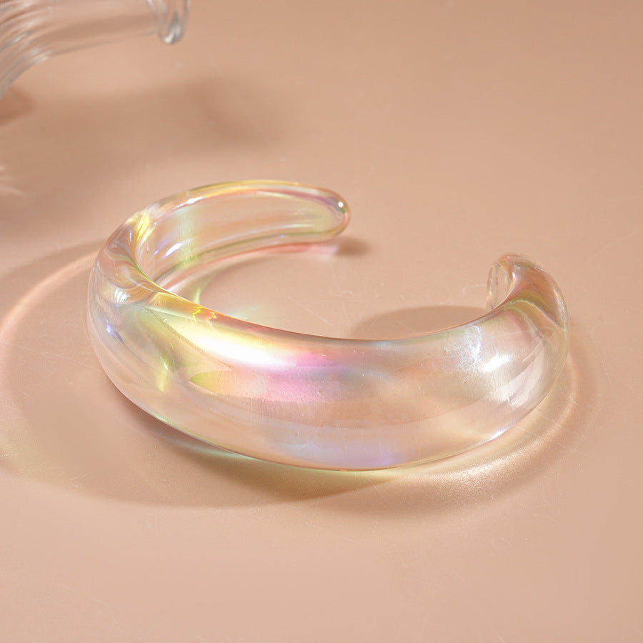 Iridescent Irregular Acrylic Bangle — bracelet, view 9