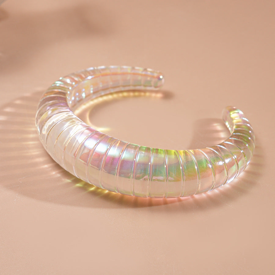 Iridescent Irregular Acrylic Bangle — bracelet, view 11