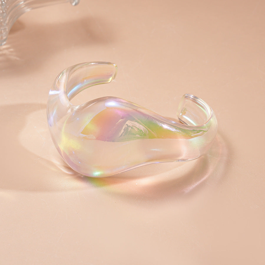Iridescent Irregular Acrylic Bangle — bracelet, view 13