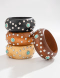 Studded Wood Wide Bangle — bracelet