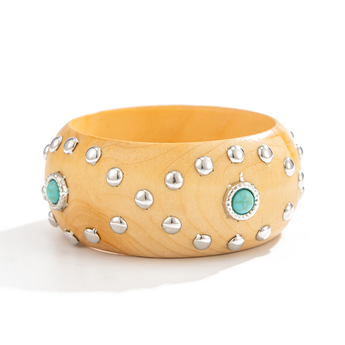 Studded Wood Wide Bangle — bracelet, view 13