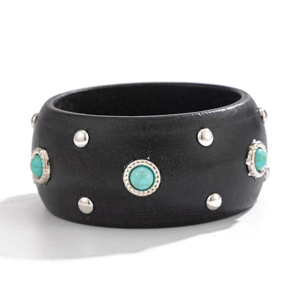 Studded Wood Wide Bangle — bracelet, view 16