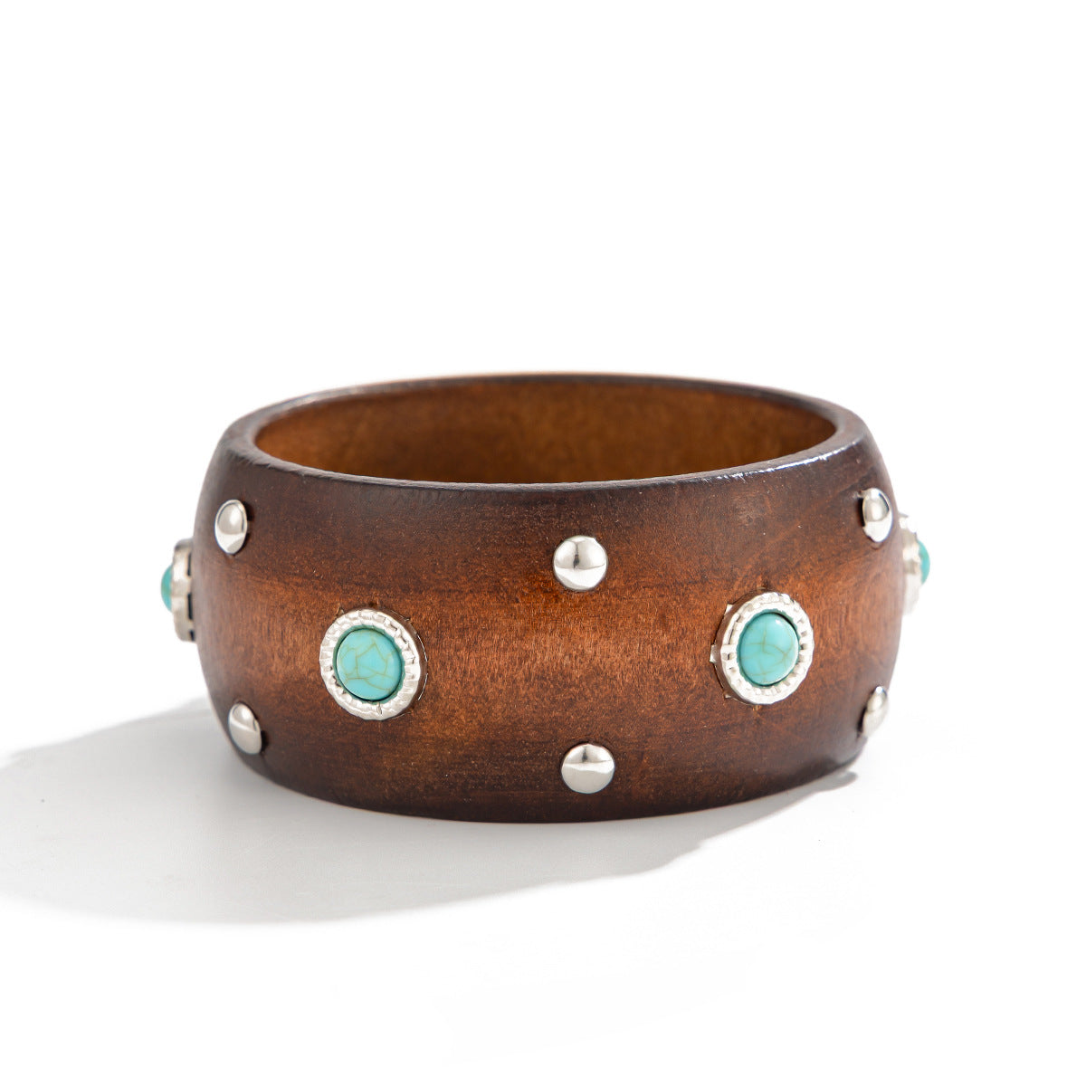Studded Wood Wide Bangle — bracelet, view 18