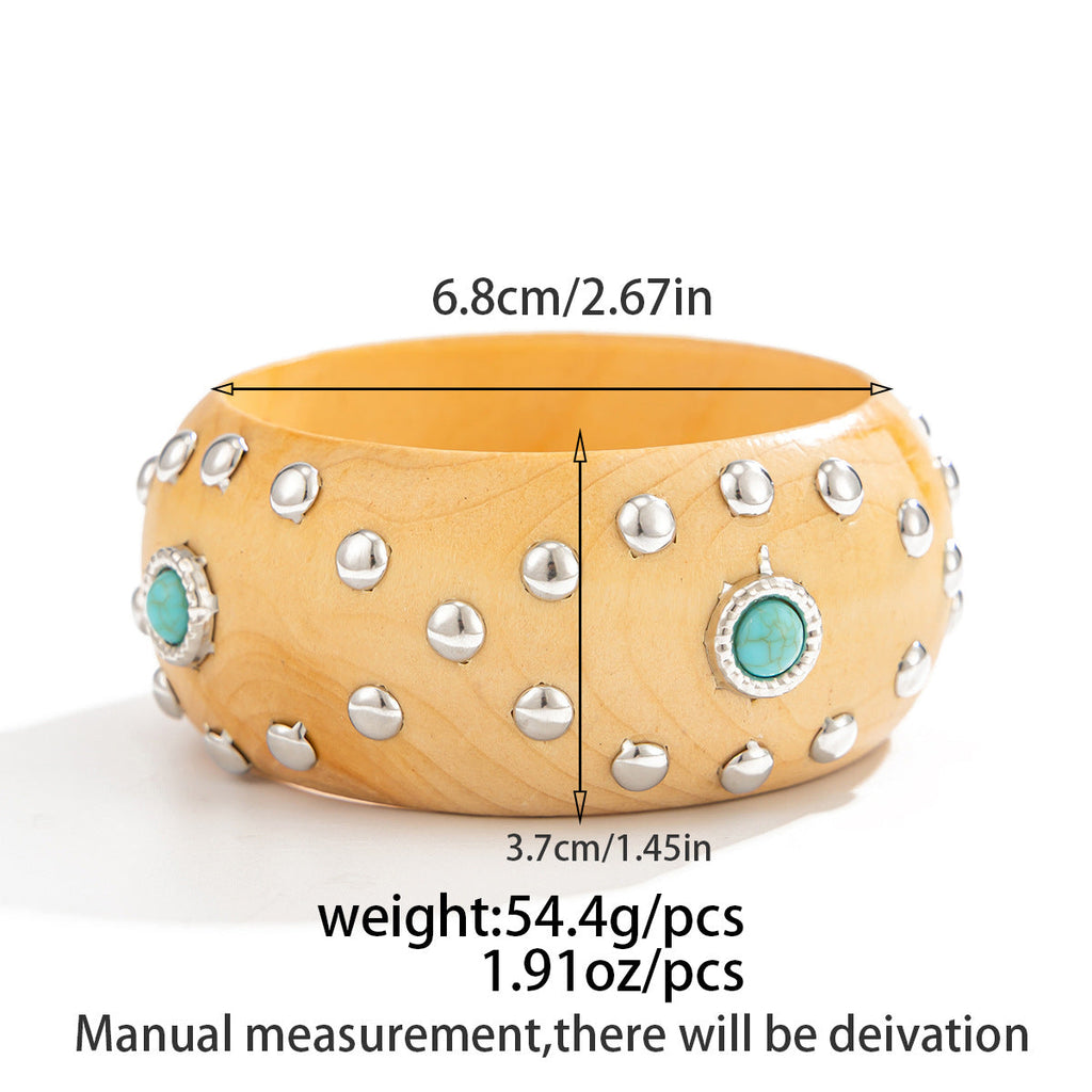 Studded Wood Wide Bangle — bracelet, view 19
