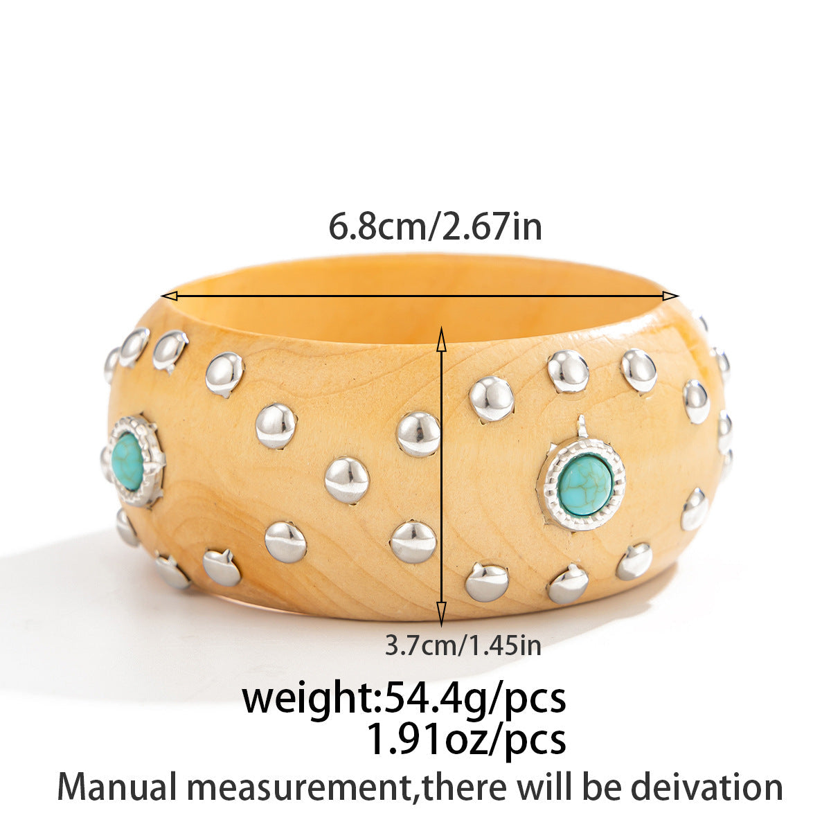 Studded Wood Wide Bangle — bracelet, view 19