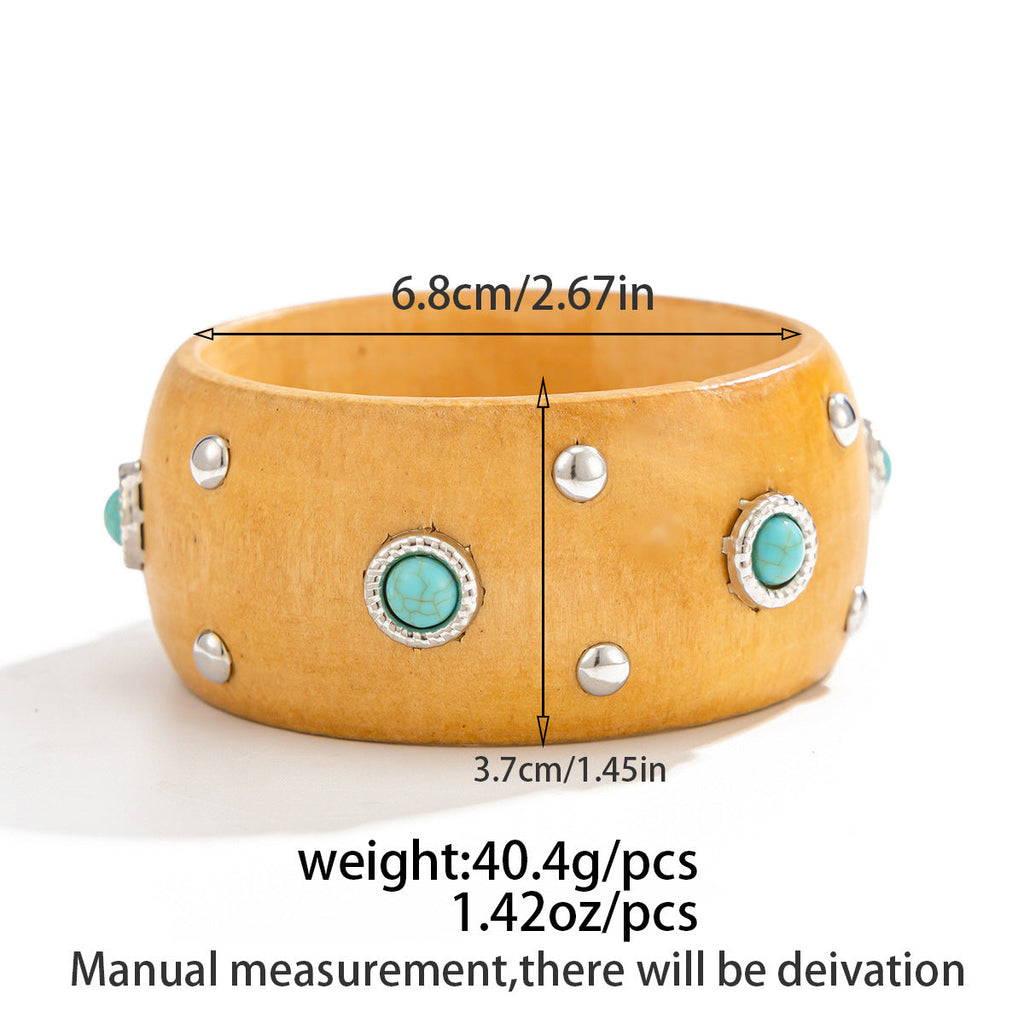 Studded Wood Wide Bangle — bracelet, view 20