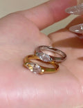 Gold-Plated Rhinestone Thin Band Ring — ring