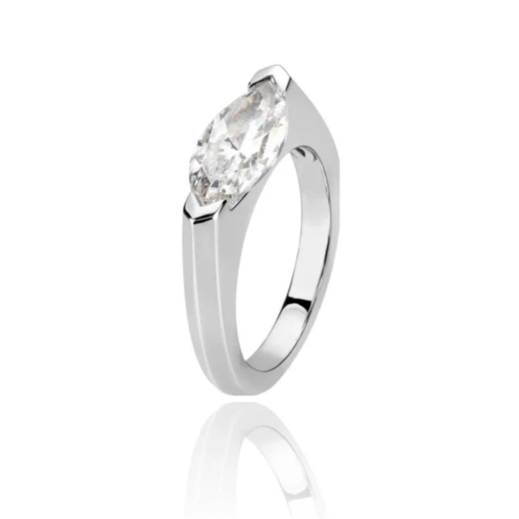 Gold-Plated Rhinestone Thin Band Ring — ring, view 6