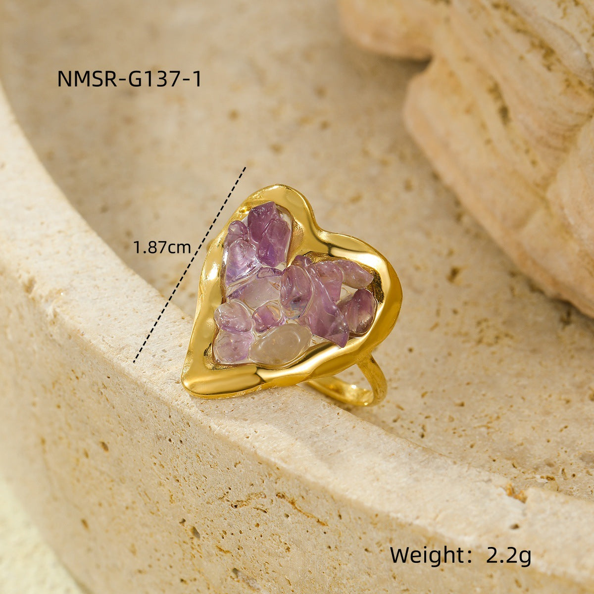 Crystal Heart Band Ring — ring, view 9