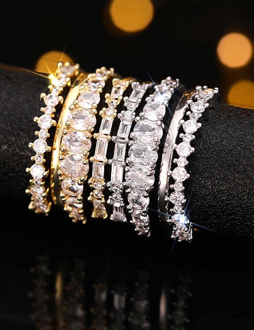 Sparkly Layered Statement Band Ring — ring