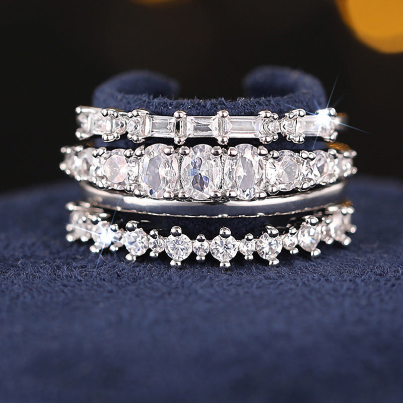 Sparkly Layered Statement Band Ring — ring, view 2