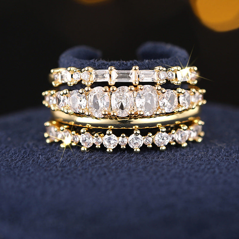 Sparkly Layered Statement Band Ring — ring, view 3