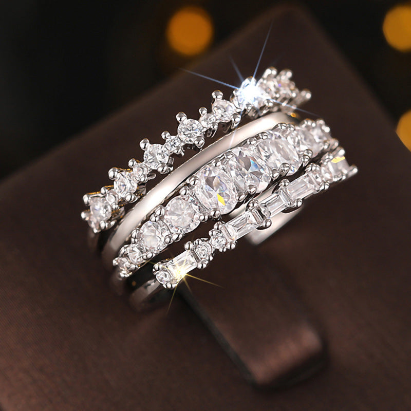 Sparkly Layered Statement Band Ring — ring, view 6