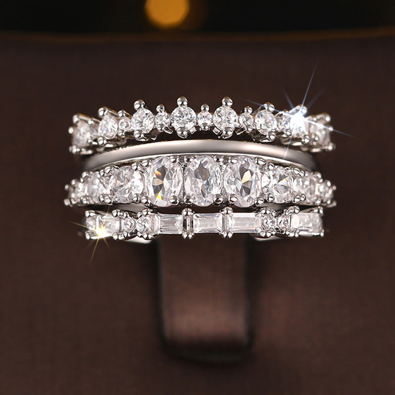 Sparkly Layered Statement Band Ring — ring, view 7