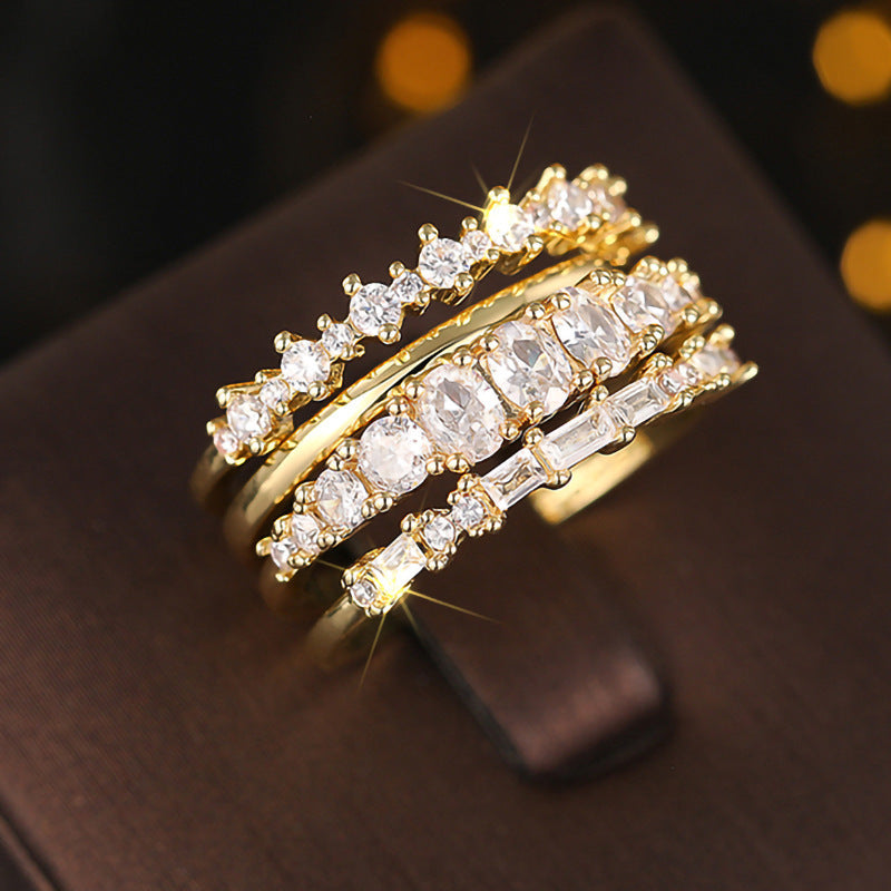 Sparkly Layered Statement Band Ring — ring, view 9