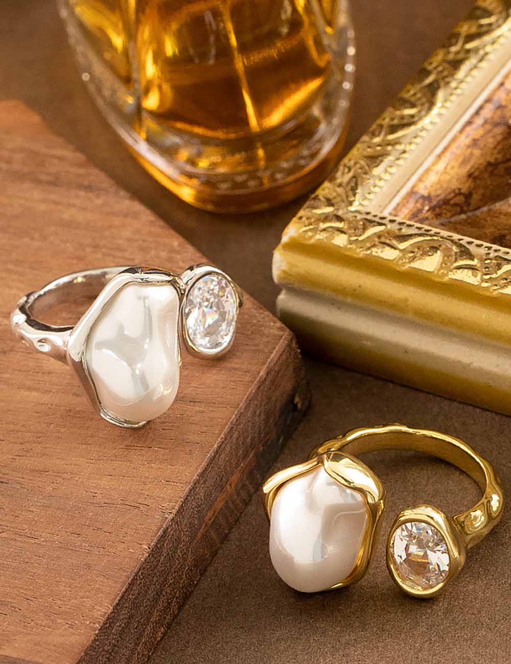 Irregular Pearl Open Ring — ring