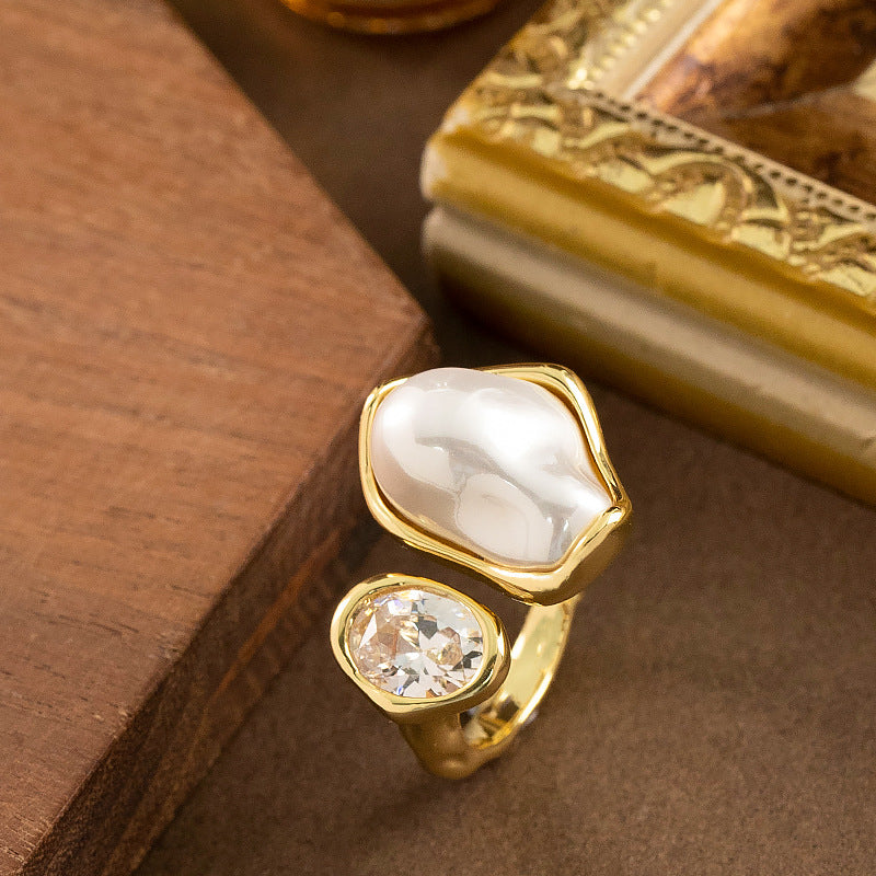 Irregular Pearl Open Ring — ring, view 3