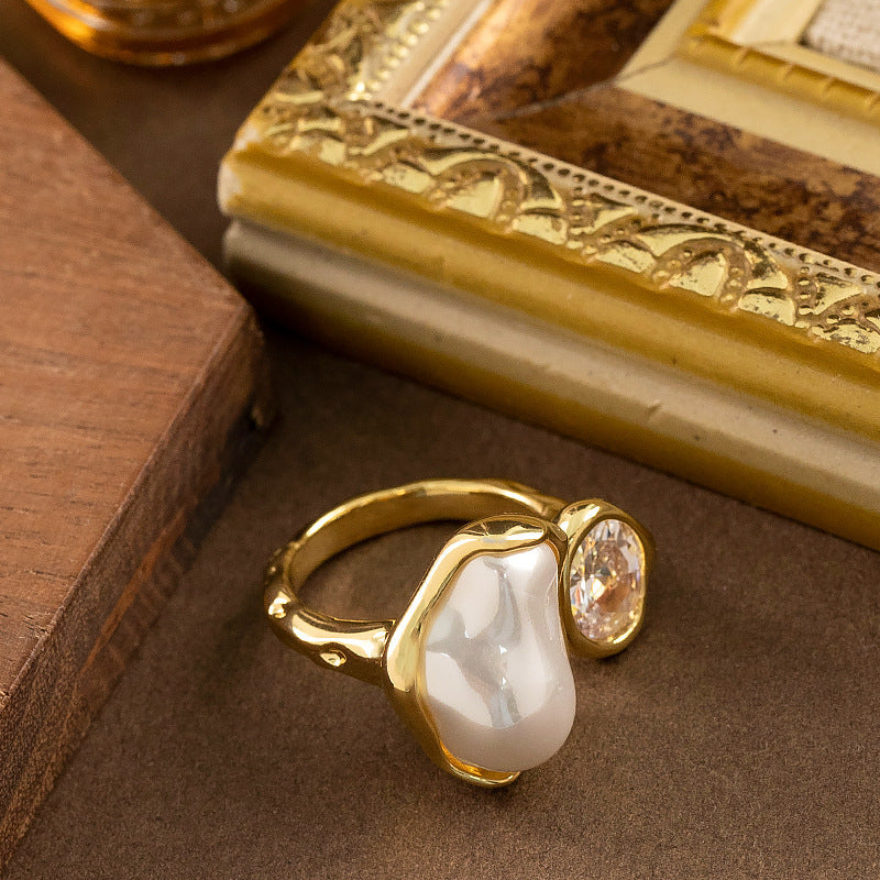 Irregular Pearl Open Ring — ring, view 5