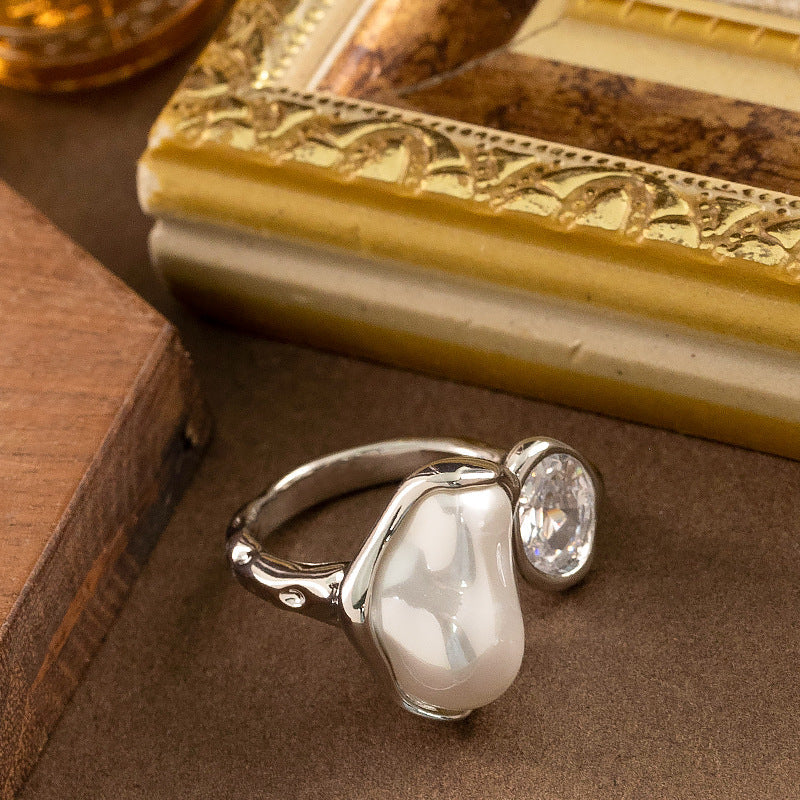 Irregular Pearl Open Ring — ring, view 6