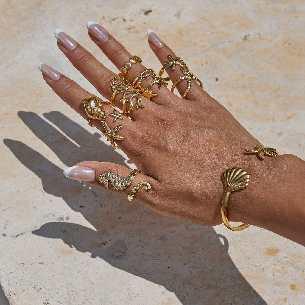 Geometric Gold-Plated Open Ring — gold ring, view 3