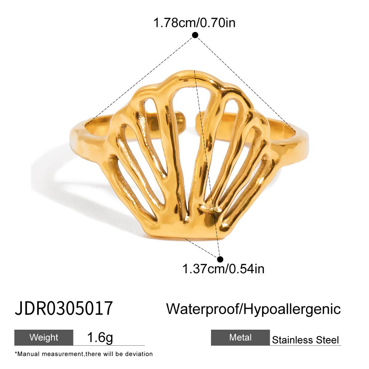 Geometric Gold-Plated Open Ring — gold ring, view 5