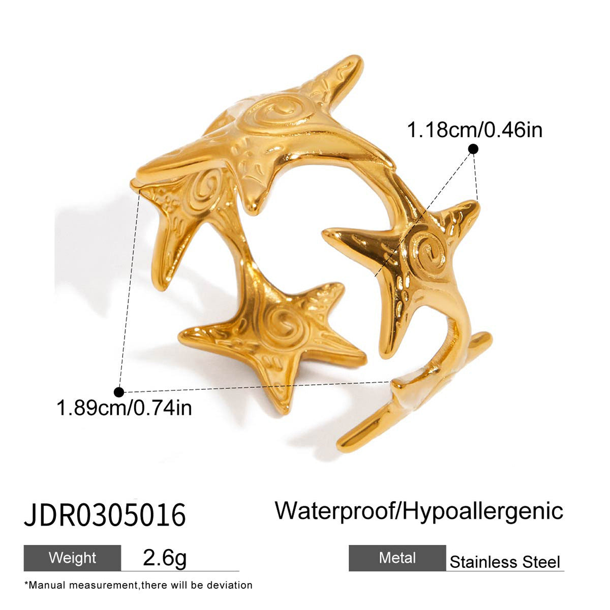 Geometric Gold-Plated Open Ring — gold ring, view 6