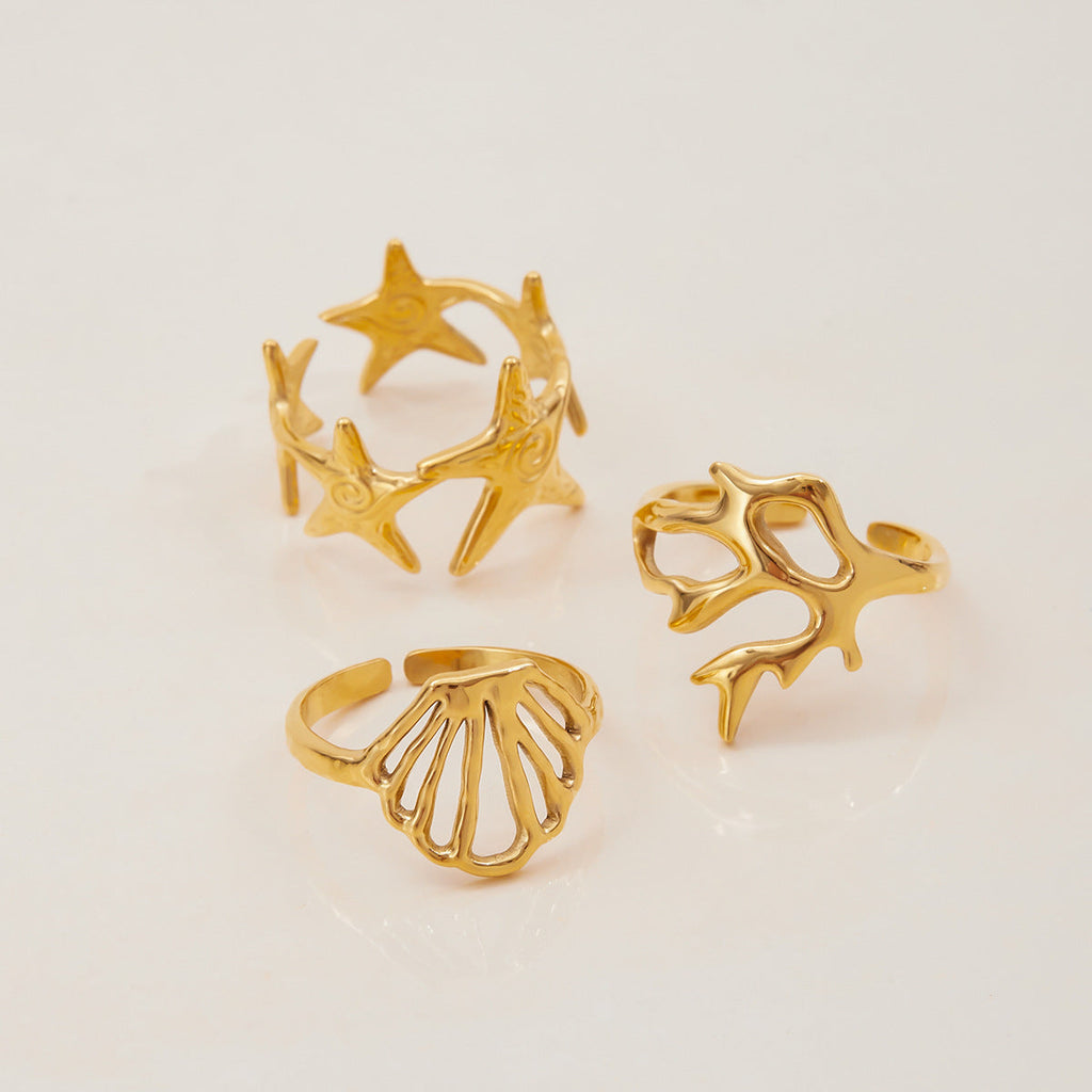Geometric Gold-Plated Open Ring — gold ring, view 7