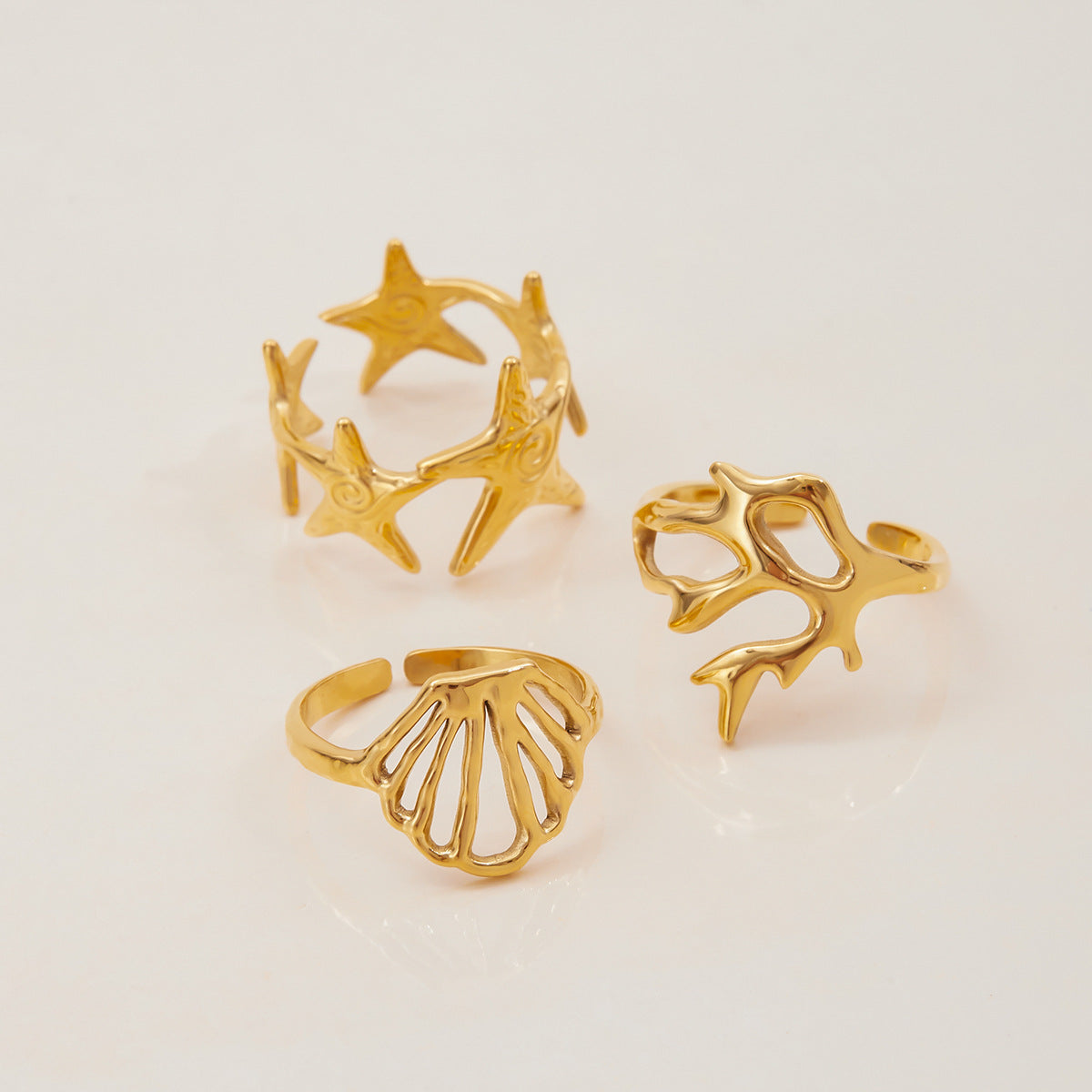 Geometric Gold-Plated Open Ring — gold ring, view 7