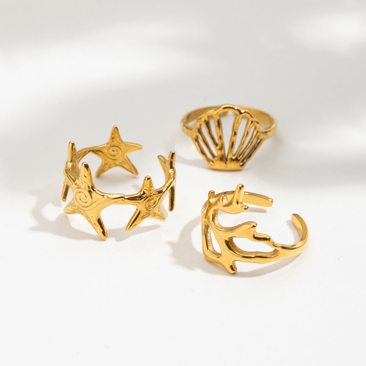 Geometric Gold-Plated Open Ring — gold ring, view 8