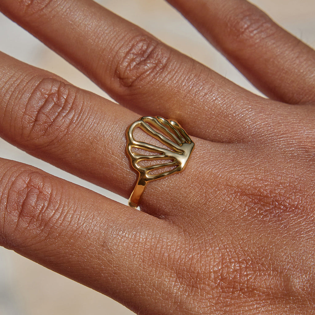 Geometric Gold-Plated Open Ring — gold ring, view 10