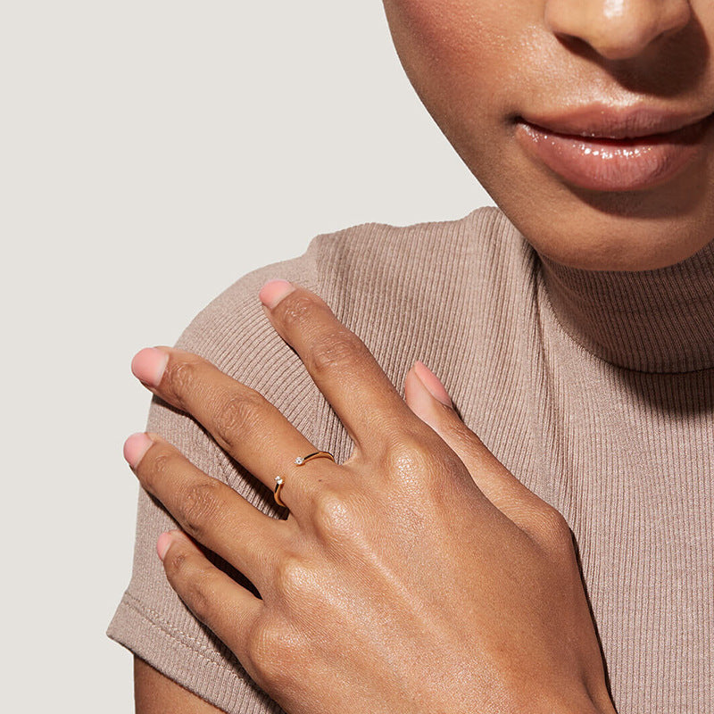 Thin Rhinestone Open Ring — ring, view 4