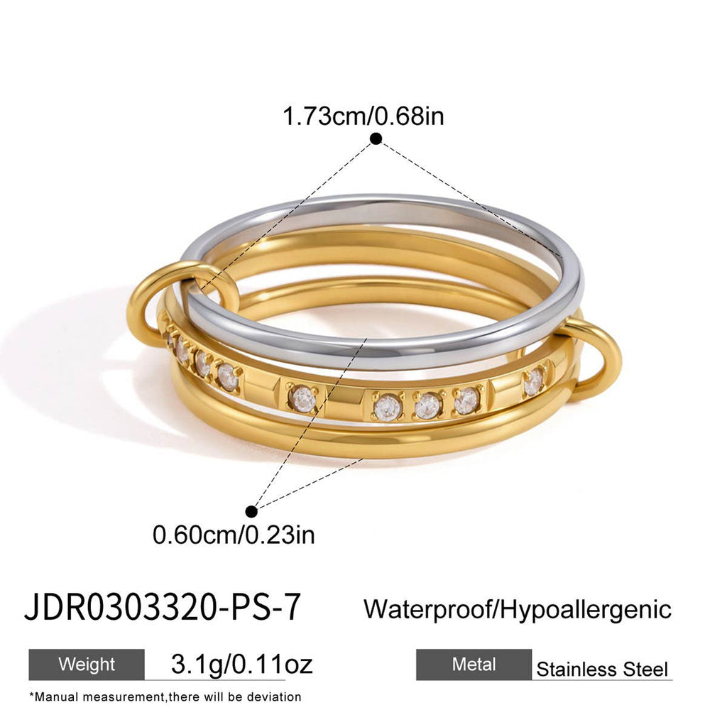 Colour-Block Layered Stacking Rings — gold ring, view 6