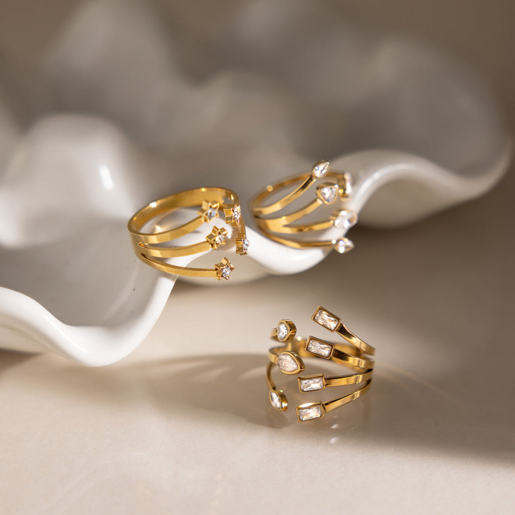 Gold Cubic Zirconia Ring — gold ring, view 2