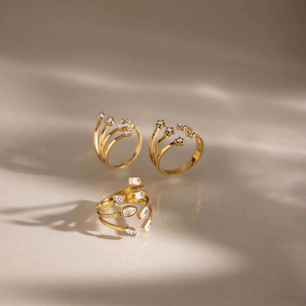 Gold Cubic Zirconia Ring — gold ring, view 3