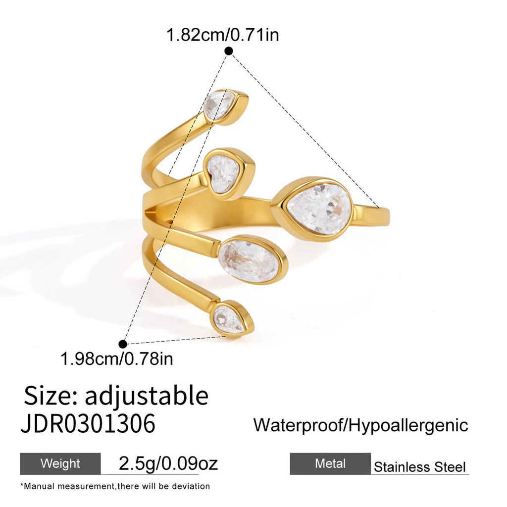 Gold Cubic Zirconia Ring — gold ring, view 6